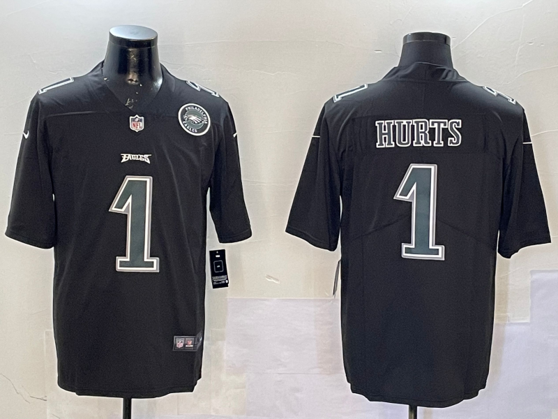 Men Philadelphia Eagles 1 Hurts black2025 Nike NFL jersey style 3